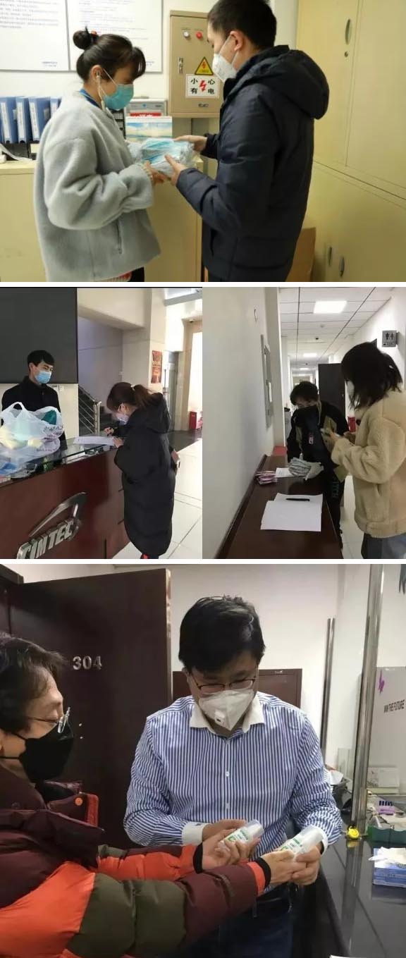 發放防護物資：口罩、手套、消毒液、洗手液